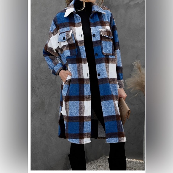 Womens Long flat Jacket Long Sleeve Button Down flannel (chose Color/SZ - Picture 12 of 14